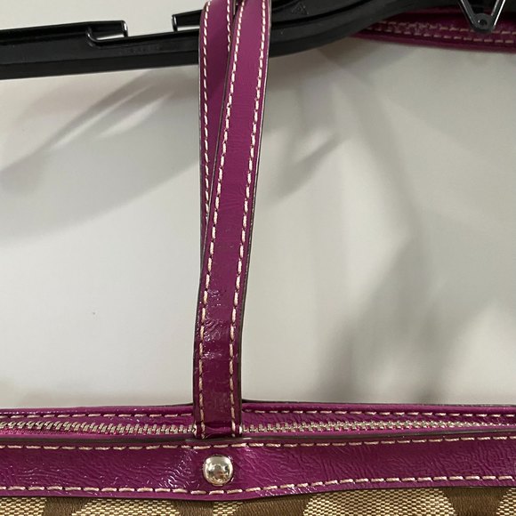 NWT Coach Monogram Handbag and IPad Case Purple/Tan/Brown - Picture 5 of 15